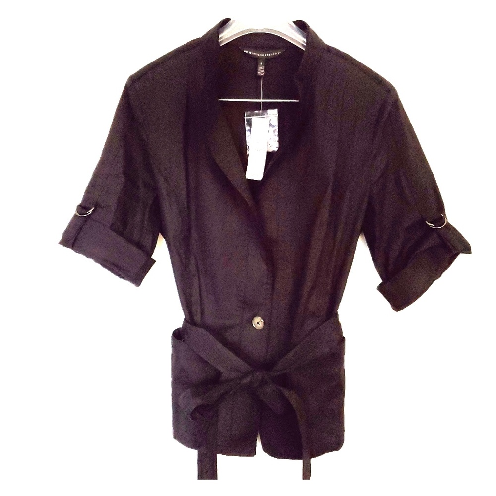 Whitehouse Black Market Black Linen blazerette